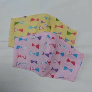 子供用立体インナーマスク(リボン柄/ピンク・黄)2枚組(外出用品)