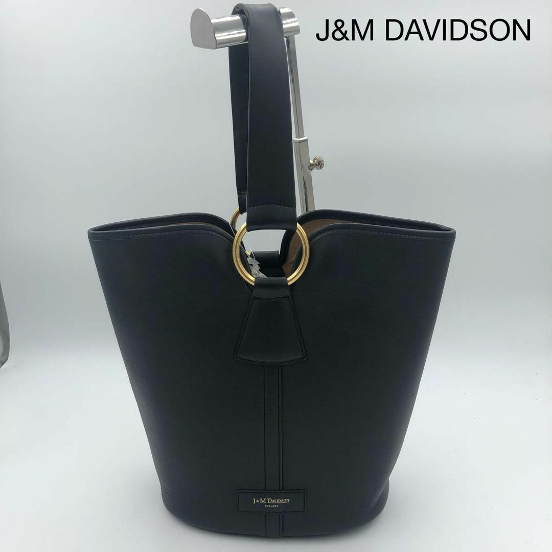 J&M DAVIDSON ハンドバッグ LAURA バケツ 黒 レザー リング