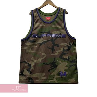 シュプリーム(Supreme)のSupreme 2019SS Rhinestone Basketball Jersey Woodland Camo シュプリーム ラインストーンバスケットボールジャージー ウッドランドカモ メッシュタンクトップ ロゴパッチ ナンバリング 迷彩 カーキオリーブ サイズM【230621】【新古品】【me04】(タンクトップ)