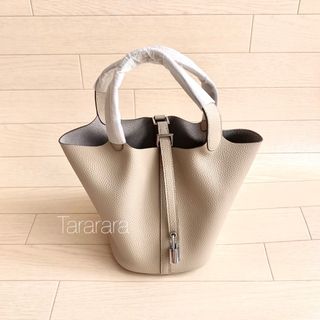 ●leather bucket bag グレージュS●本革(トートバッグ)