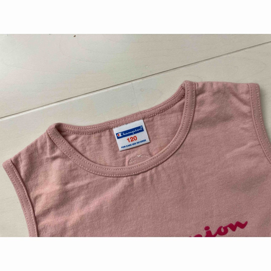 Champion(チャンピオン)のChampion  ノースリーブ　タンクトップ ピンク　120cm キッズ/ベビー/マタニティのキッズ服女の子用(90cm~)(Tシャツ/カットソー)の商品写真