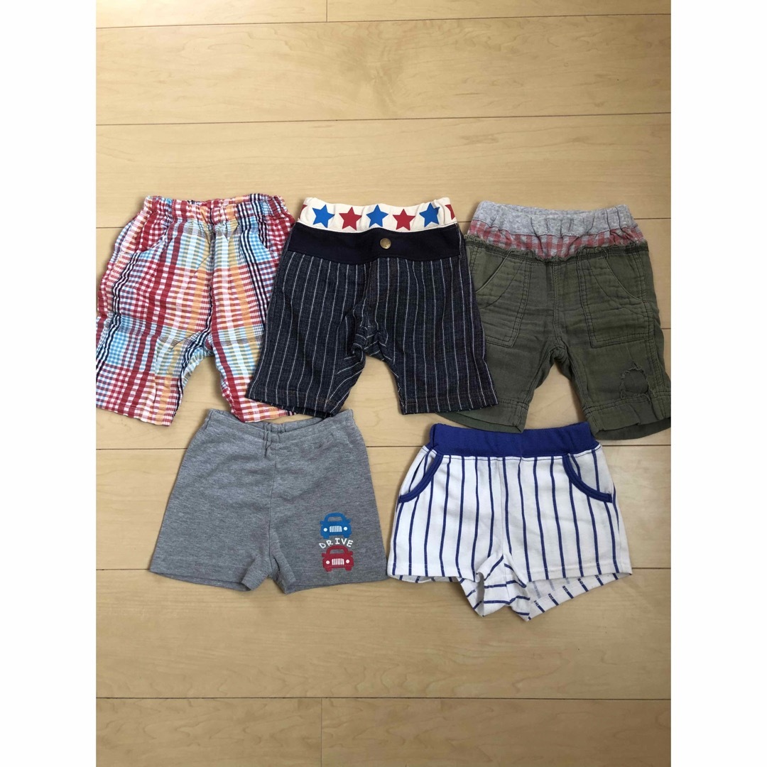 ハーフパンツ☆5点　まとめ売り　80 90 子供服　ショートパンツ　半ズボン キッズ/ベビー/マタニティのベビー服(~85cm)(パンツ)の商品写真