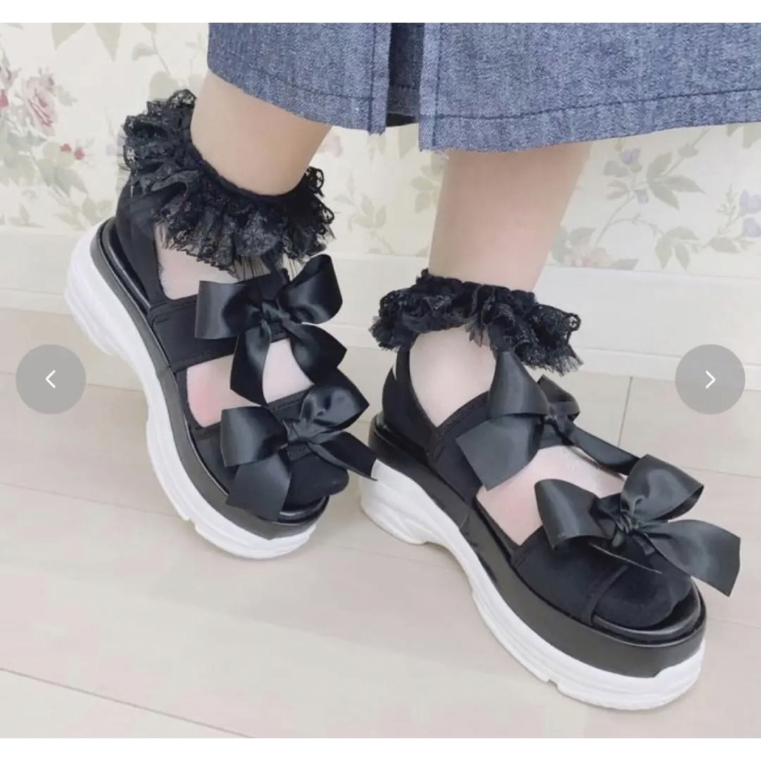 しまむら(シマムラ)のしまむら maki コラボ MKアツソコリボンSA リボンサンダル スポサン M レディースの靴/シューズ(サンダル)の商品写真