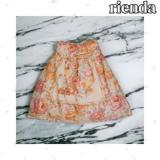 リエンダ(rienda)のrienda*ベアトップワンピ*シフォントップス*スカーフ柄*ローズ(ミニワンピース)