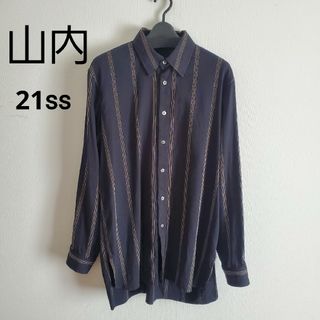 コモリ(COMOLI)の21ss 山内　コットンキュプラストライプシャツ（襟付き）(シャツ)