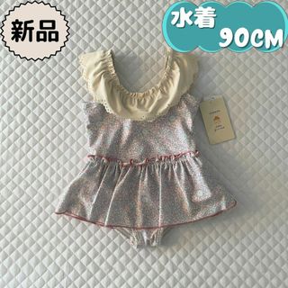 バースデイ(バースデイ)の新品☀水着☀レース衿小花柄ワンピース水着　conoco　女の子90cm(水着)