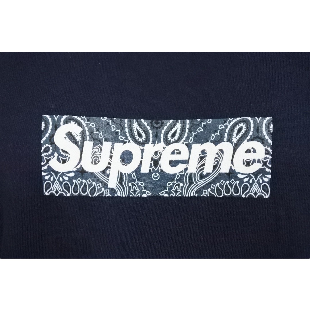 Supreme シュプリーム 半袖Ｔシャツ トップス バンダナボックスロゴ コットン ネイビー サイズL 美品 中古 51030