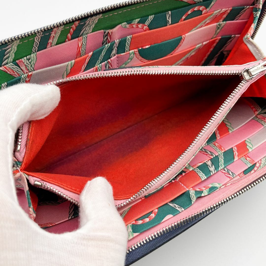 超極美品】HERMES エルメス アザップロング シルクイン C刻印 ブルー