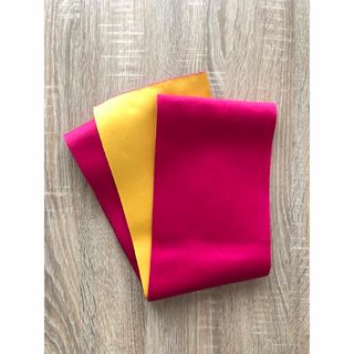 半幅帯 リバーシブル 黄色&ピンク(浴衣帯)
