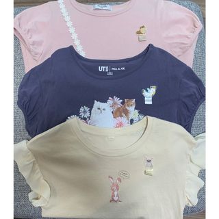 ユニクロ(UNIQLO)の【訳あり】女の子　半袖Tシャツ　120  3枚(Tシャツ/カットソー)