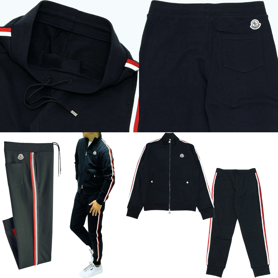 ☆未使用・本物保証☆MONCLER サイドライン入りスウェットパンツ M　黒色