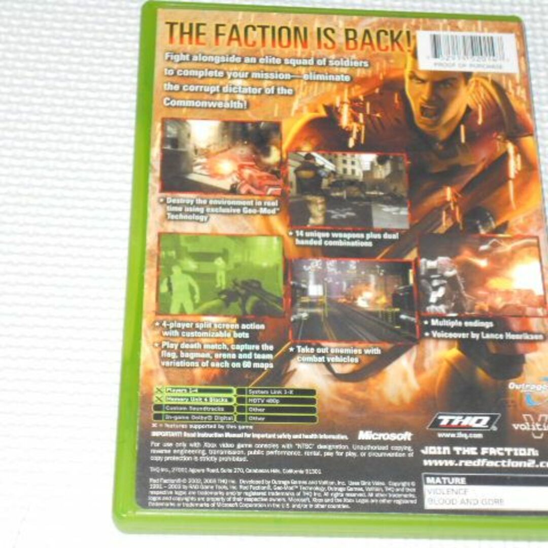 xbox★RED FACTION 2 海外版 北米版★箱付・説明書付・ソフト付