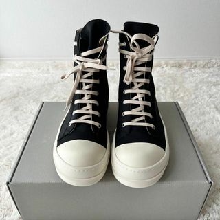きれい 新品27cm RICK OWENS DRKSHDW ブラック刺繍スニーカー