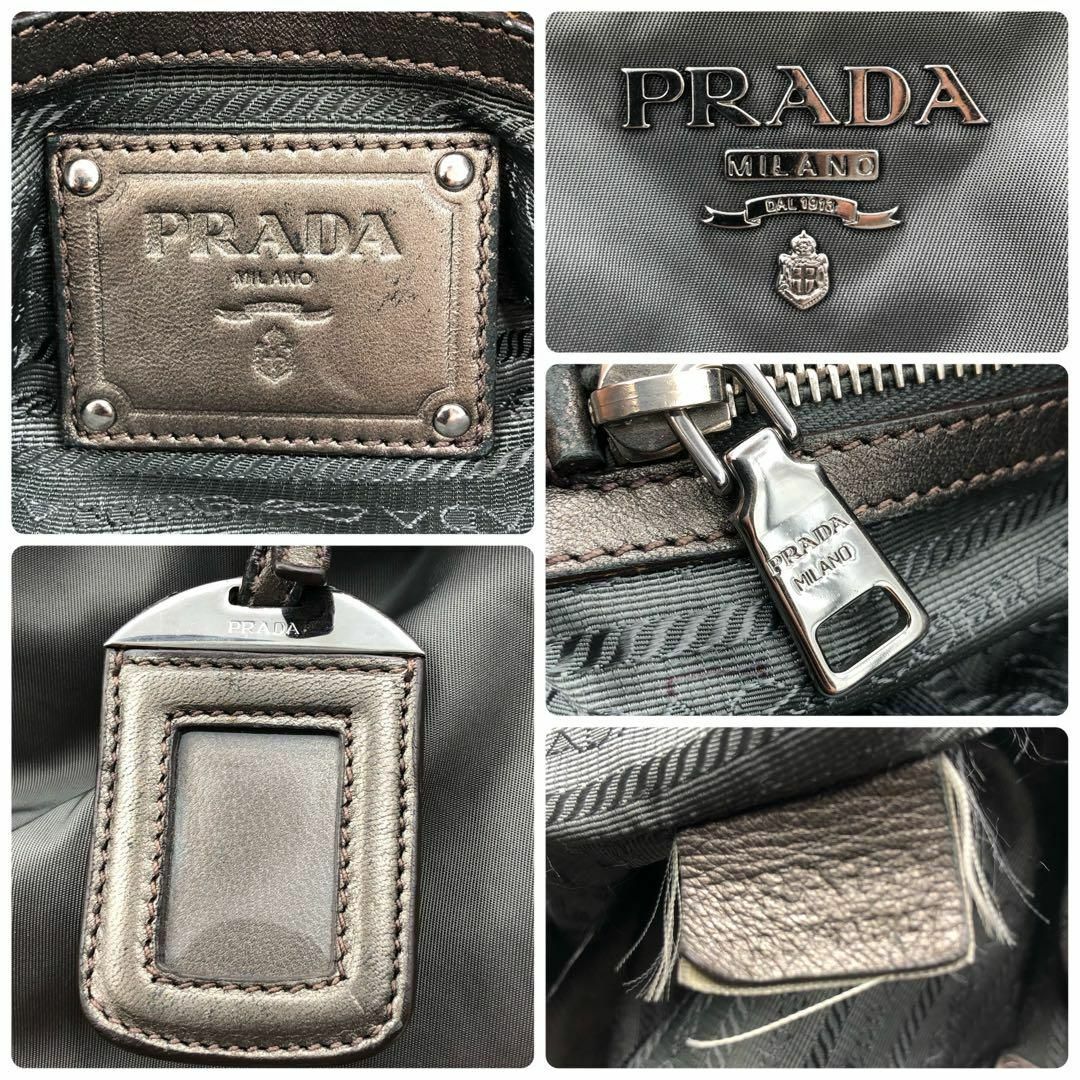 美品【PRADA】プラダ プラスチック チェーントート レザー ナイロン