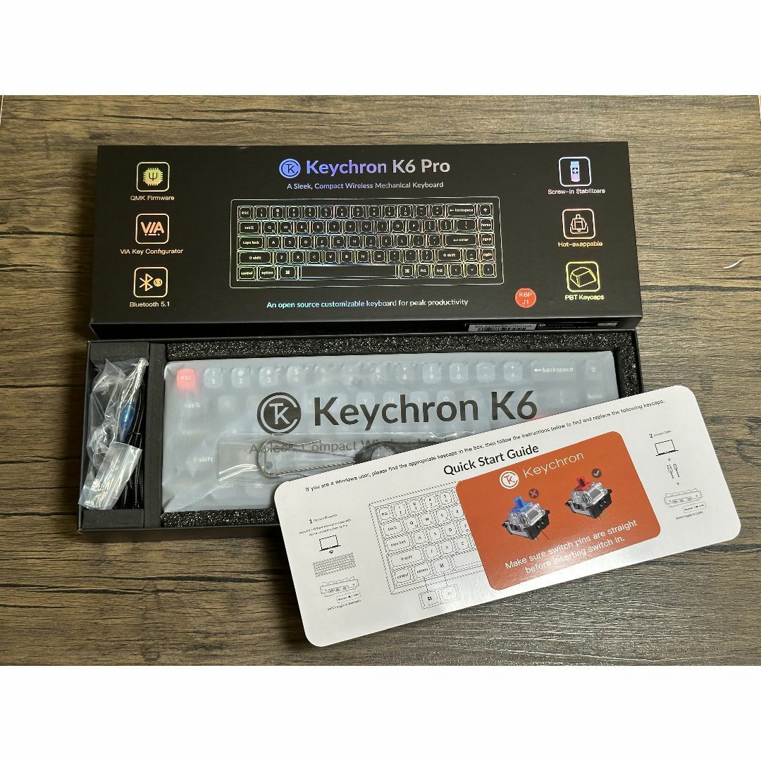 日/祝も発送 Keychron K6 Pro 赤軸 RGBアルミフレーム & 純正
