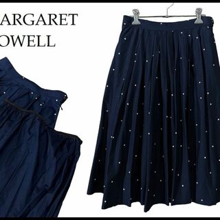 マーガレットハウエル(MARGARET HOWELL)のG① マーガレットハウエル 578-132401 水玉 プリーツ スカート M(ひざ丈スカート)