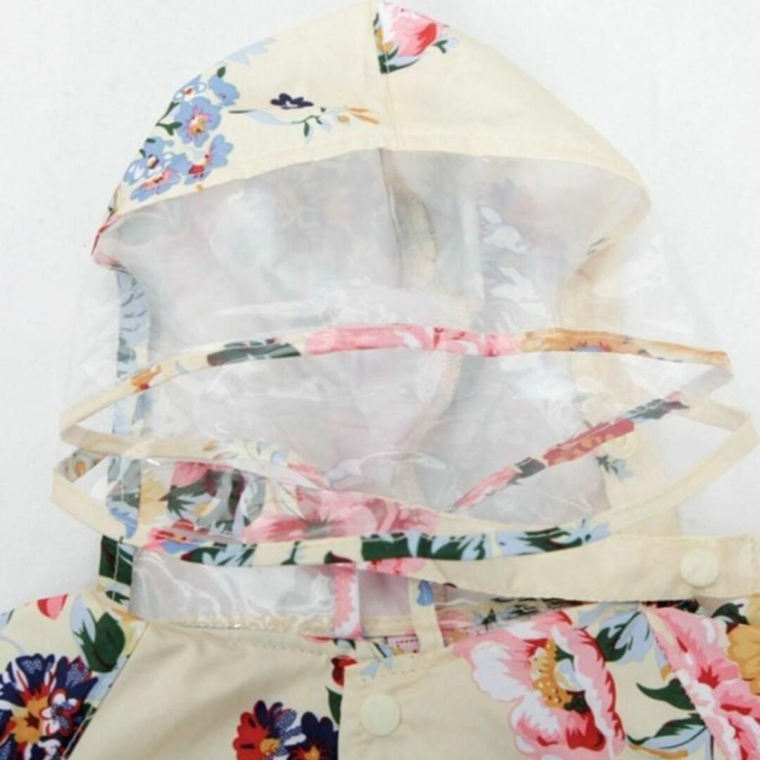 カッパ キッズ 120　女の子レインコート花柄　雨ガッパ　可愛い　ポンチョ雨具は キッズ/ベビー/マタニティのこども用ファッション小物(レインコート)の商品写真