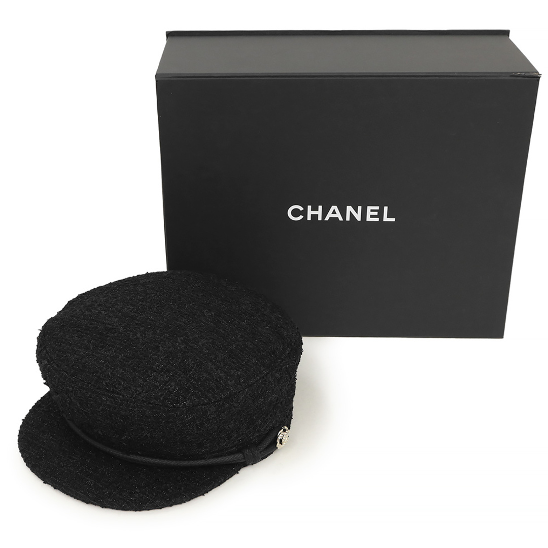 シャネル ココマーク キャスケット 帽子 ハット Mサイズ ツイード ブラック 黒 CHANEL（新品・未使用品）