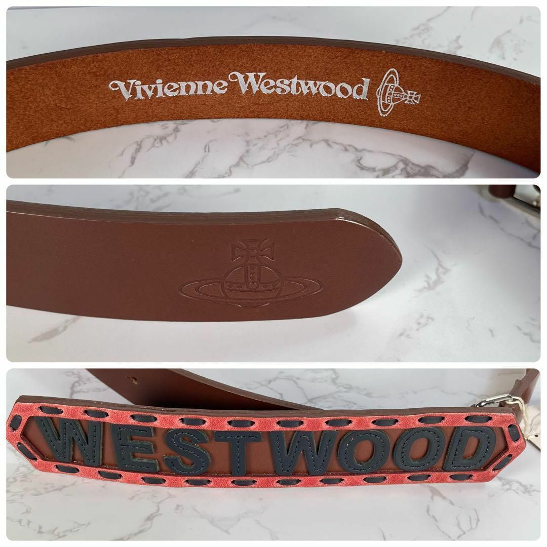 Vivienne Westwood(ヴィヴィアンウエストウッド)の【新品未使用】ヴィヴィアンウエストウッド　レザー ベルト　ロゴ　本革　オーブ刻印 メンズのファッション小物(ベルト)の商品写真