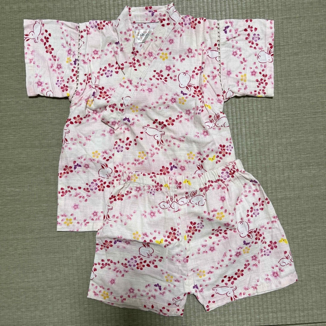 うさぎ甚平　女児90 キッズ/ベビー/マタニティのキッズ服女の子用(90cm~)(甚平/浴衣)の商品写真