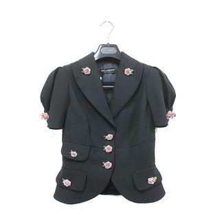 ドルチェアンドガッバーナ(DOLCE&GABBANA)の【中古】DOLCE&GABBANA ドルチェ＆ガッバーナ ジャケット レディ—ス 半袖 ブラック バラ ITL38 Sサイズ 送料無料(その他)