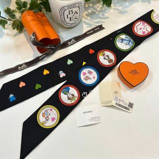 木造 HERMES エルメス ツイリー ティータイム ハート柄 シルクスカーフ