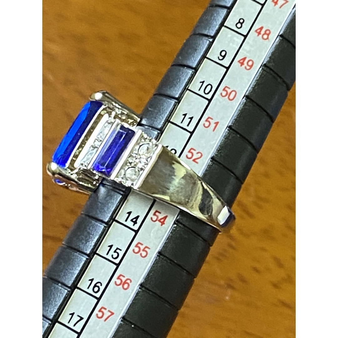 サファイア風BIGジルコニアステンレスデザインリング12.5号 レディースのアクセサリー(リング(指輪))の商品写真