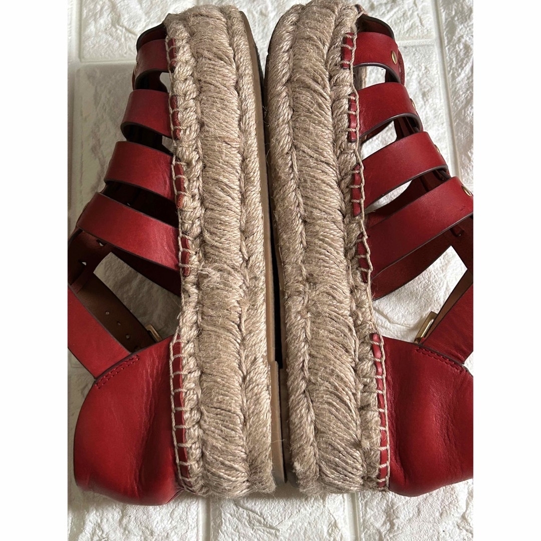 Tory Burch(トリーバーチ)のトリーバーチ　フィッシャーマン　プラットフォーム　エスパドリーユ　レッド　赤 レディースの靴/シューズ(サンダル)の商品写真