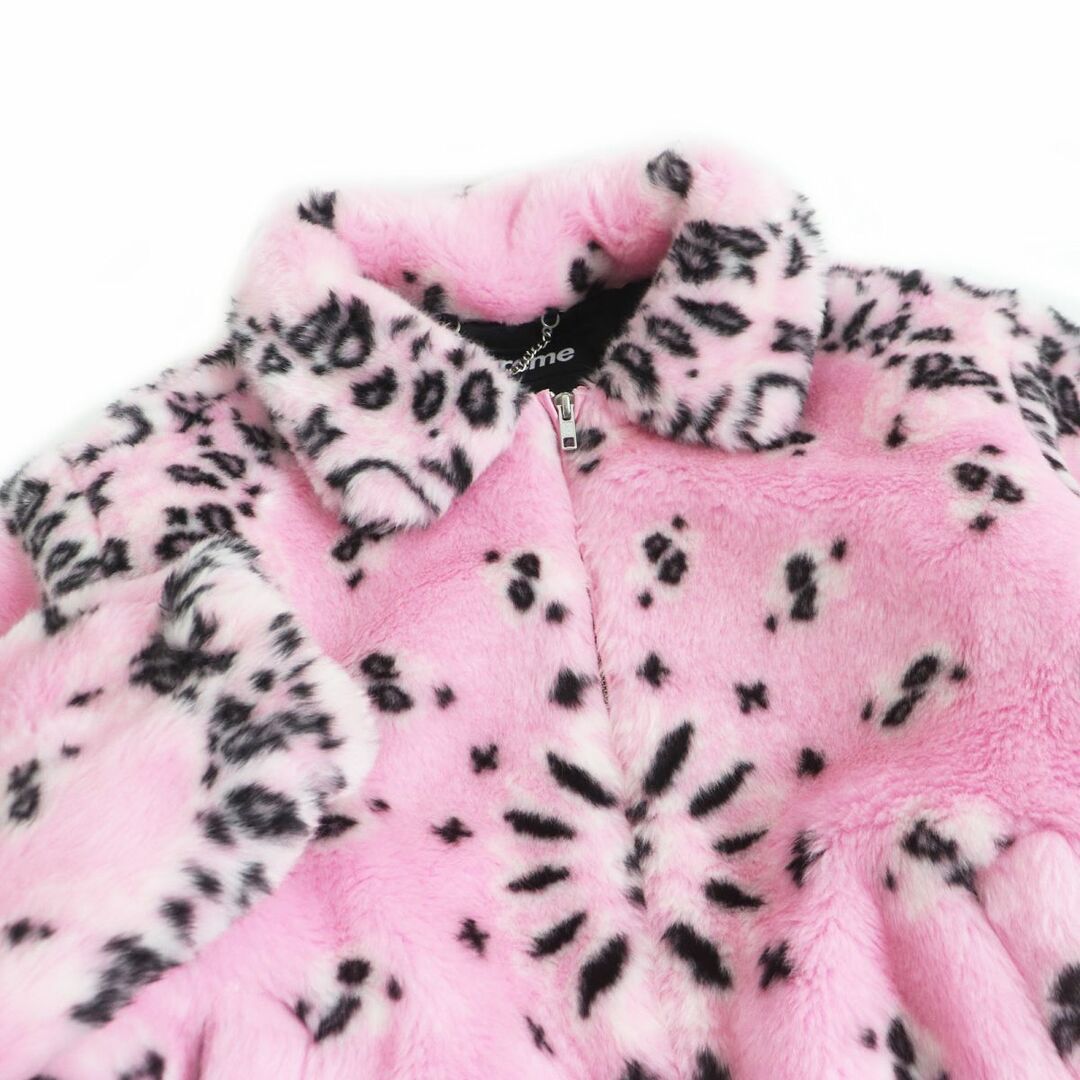 Bandana Faux Fur Bomber Jacket Pink L