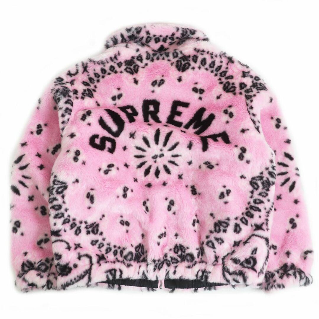 極美品□21SS Supreme/シュプリーム Bandana Faux Fur Bomber Jacket ペイズリー フェイクファー ボンバージャケット ピンク L 正規品 3