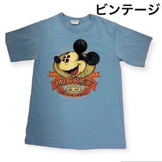 ディズニー(Disney)のヴィンテージ　アメリカディズニー　ミッキーTシャツ　ストレッチ　オーバーサイズ(Tシャツ(半袖/袖なし))