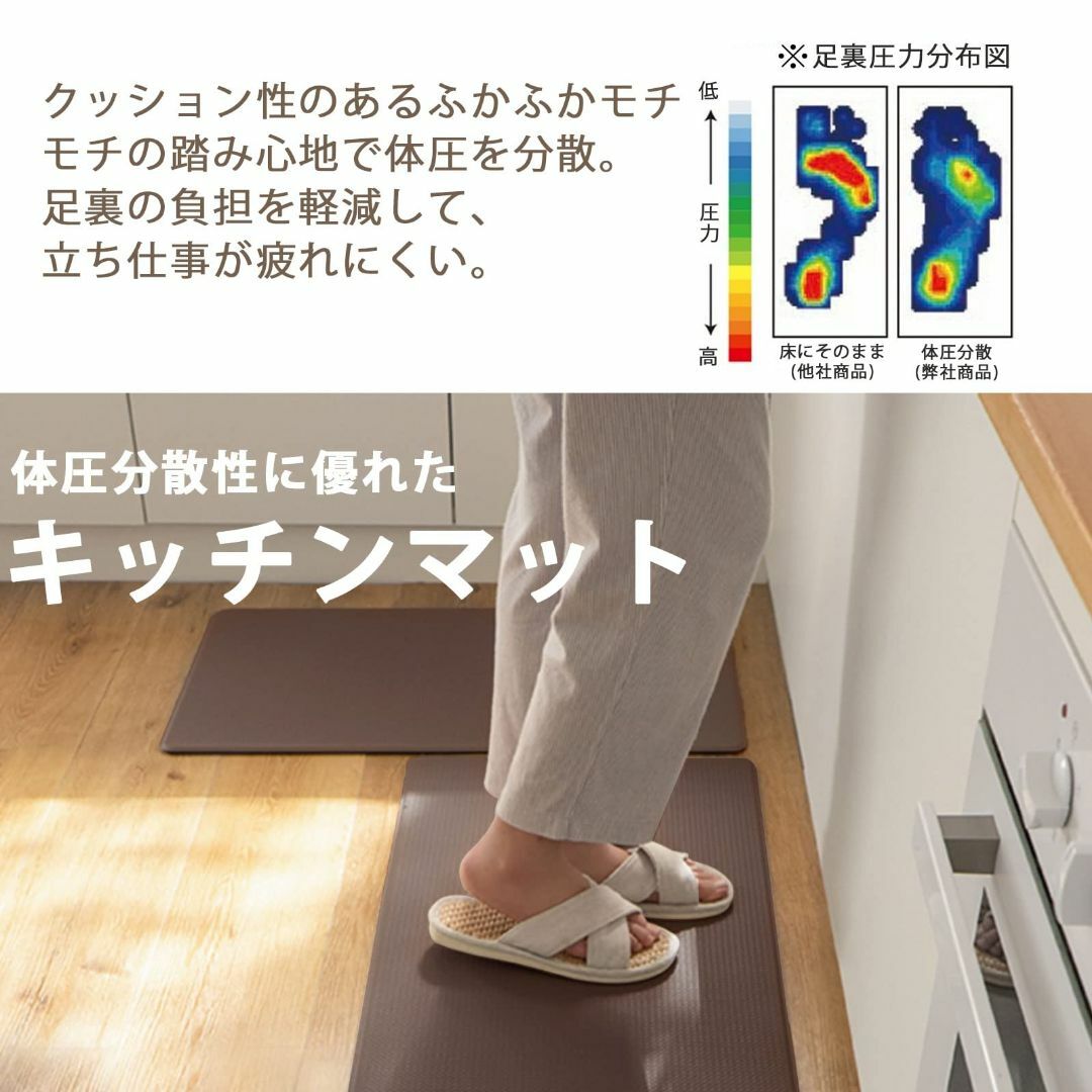 【色: ブラック】Gemarwel キッチンマット 拭ける 240cm 台所マッ