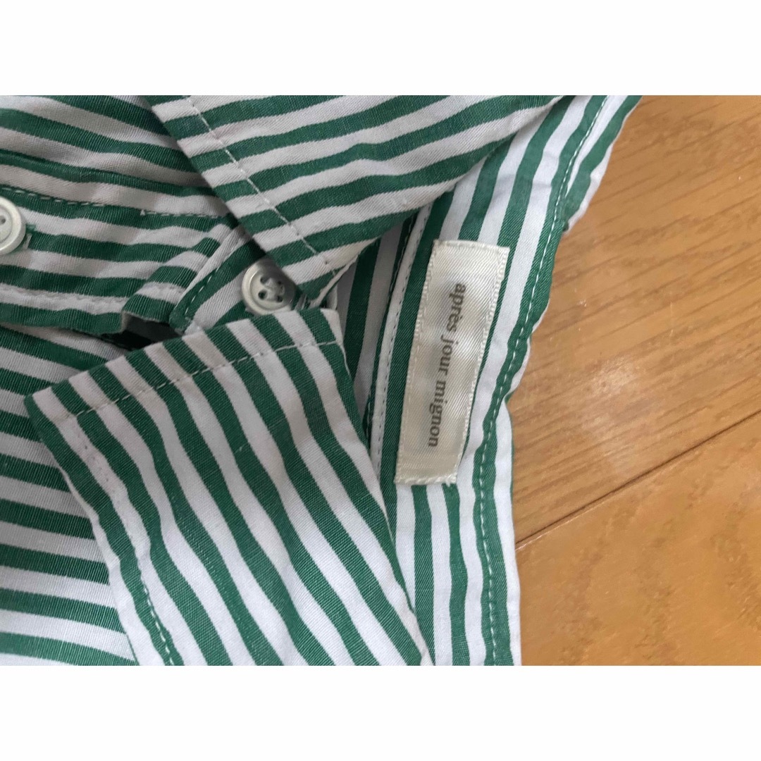 ストライプシャツ　グリーン レディースのトップス(シャツ/ブラウス(長袖/七分))の商品写真