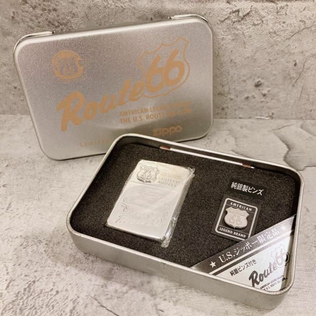 誕生日プレゼント zippo 超希少✨ route66 1000個限定 純銀ピンズ付き タバコグッズ