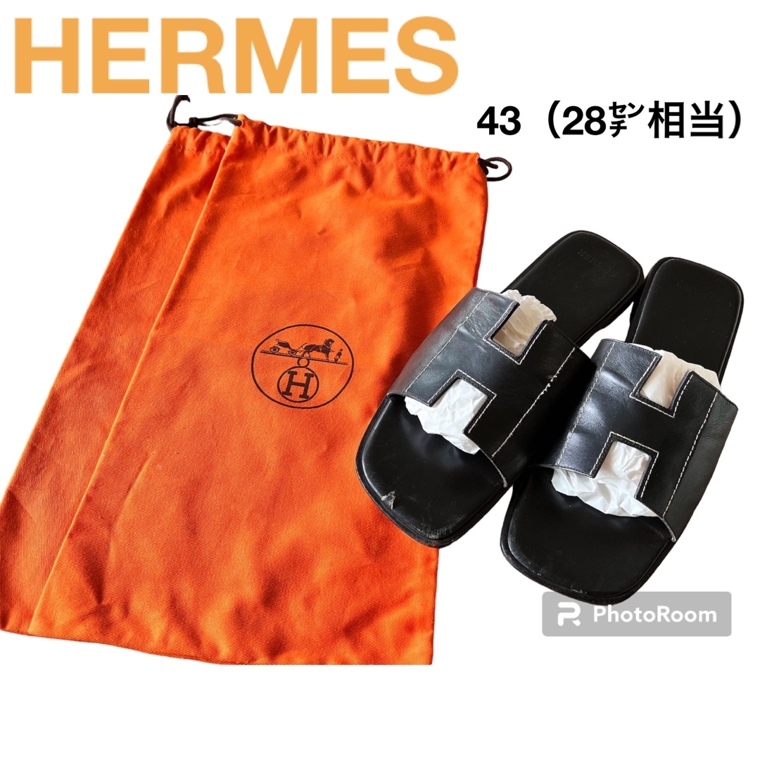 エルメスHERMES  メンズ　サンダル　H レザー　本革