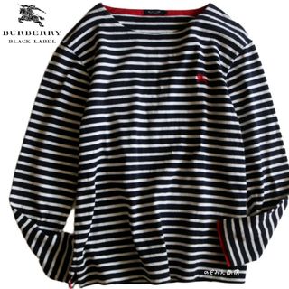 バーバリーブラックレーベル(BURBERRY BLACK LABEL)の【BURBERRY BLACK LABEL】バスクシャツ　ボーダー　白×紺　LL(Tシャツ/カットソー(七分/長袖))