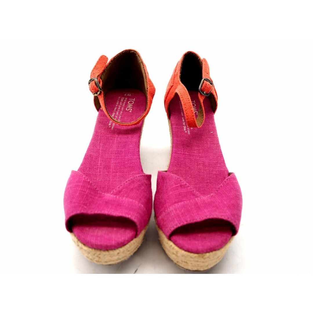 TOMS(トムズ)のTOMS トムス アンクルストラップ ウェッジソール サンダル size7（25ｃｍ）/ピンクｘオレンジ ■◆ レディース レディースの靴/シューズ(サンダル)の商品写真