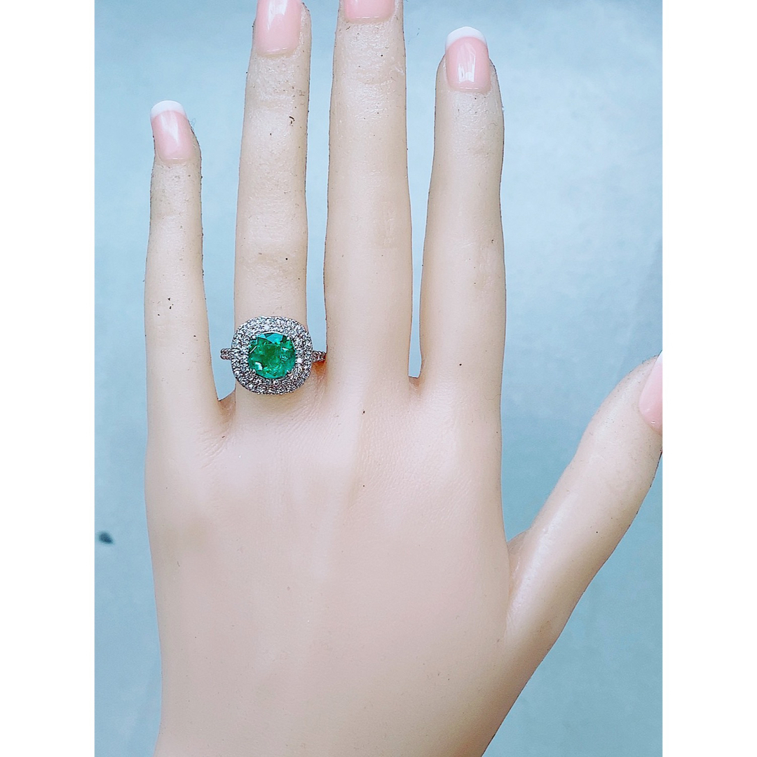 10g★2.41ct★✨エメラルド0.98ctダイヤモンドプラチナリング指輪 レディースのアクセサリー(リング(指輪))の商品写真