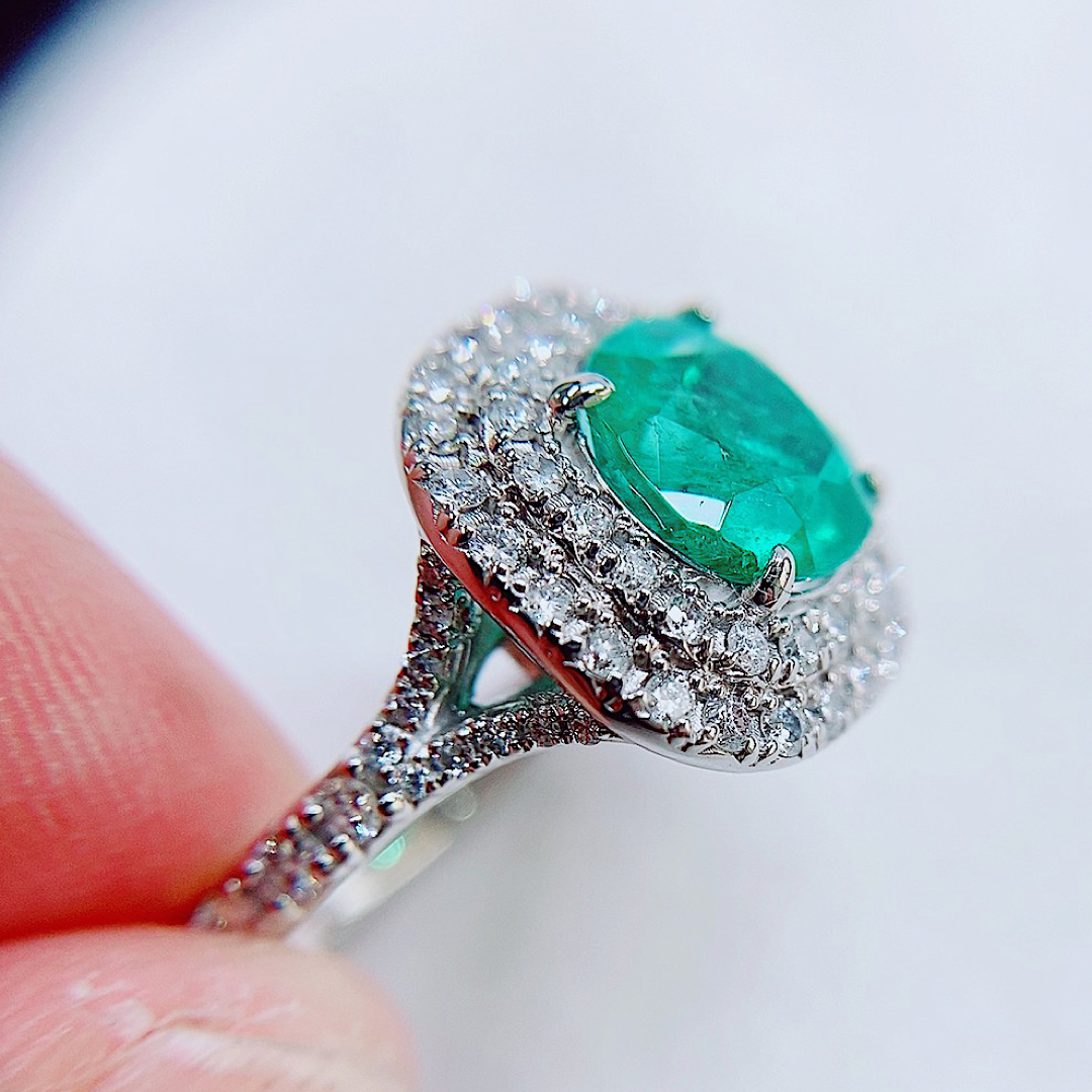 10g★2.41ct★✨エメラルド0.98ctダイヤモンドプラチナリング指輪 レディースのアクセサリー(リング(指輪))の商品写真