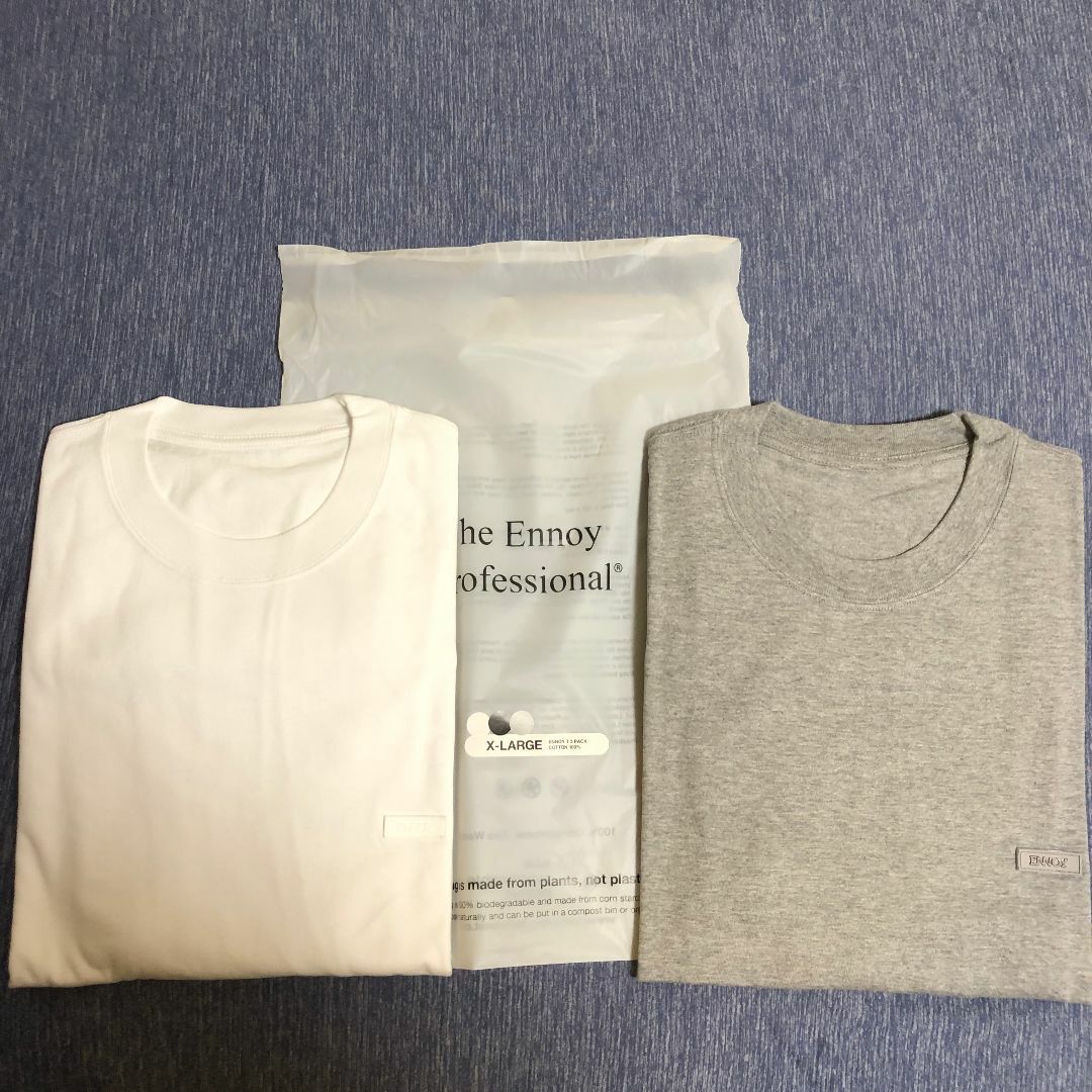 2枚 ENNOY 3PACK T-SHIRTS GREY WHITE Tシャツ | www ...