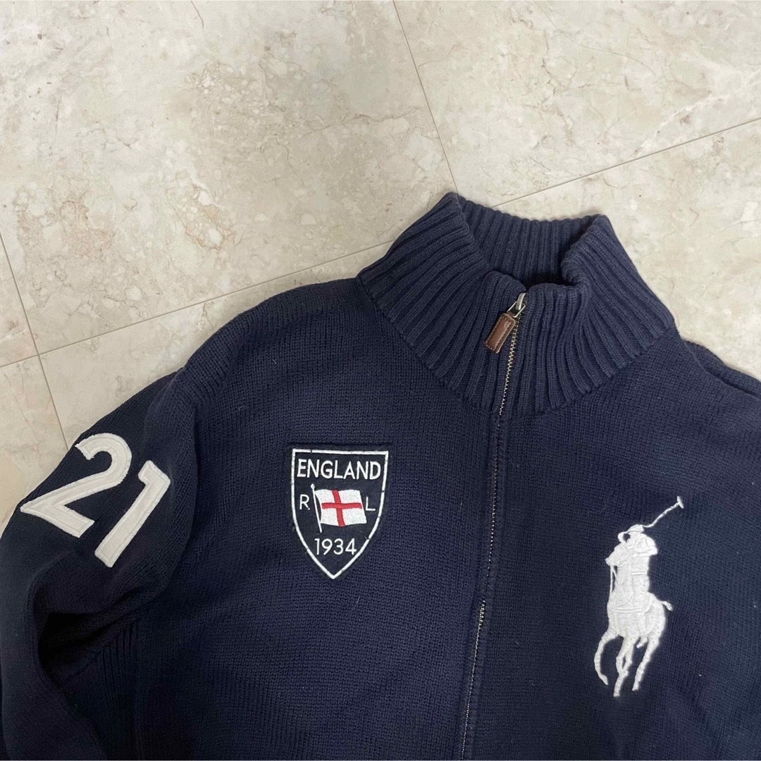 POLO RALPH LAUREN(ポロラルフローレン)の美品ポロラルフローレンイングランドニットパーカーカーディガンL メンズのトップス(パーカー)の商品写真