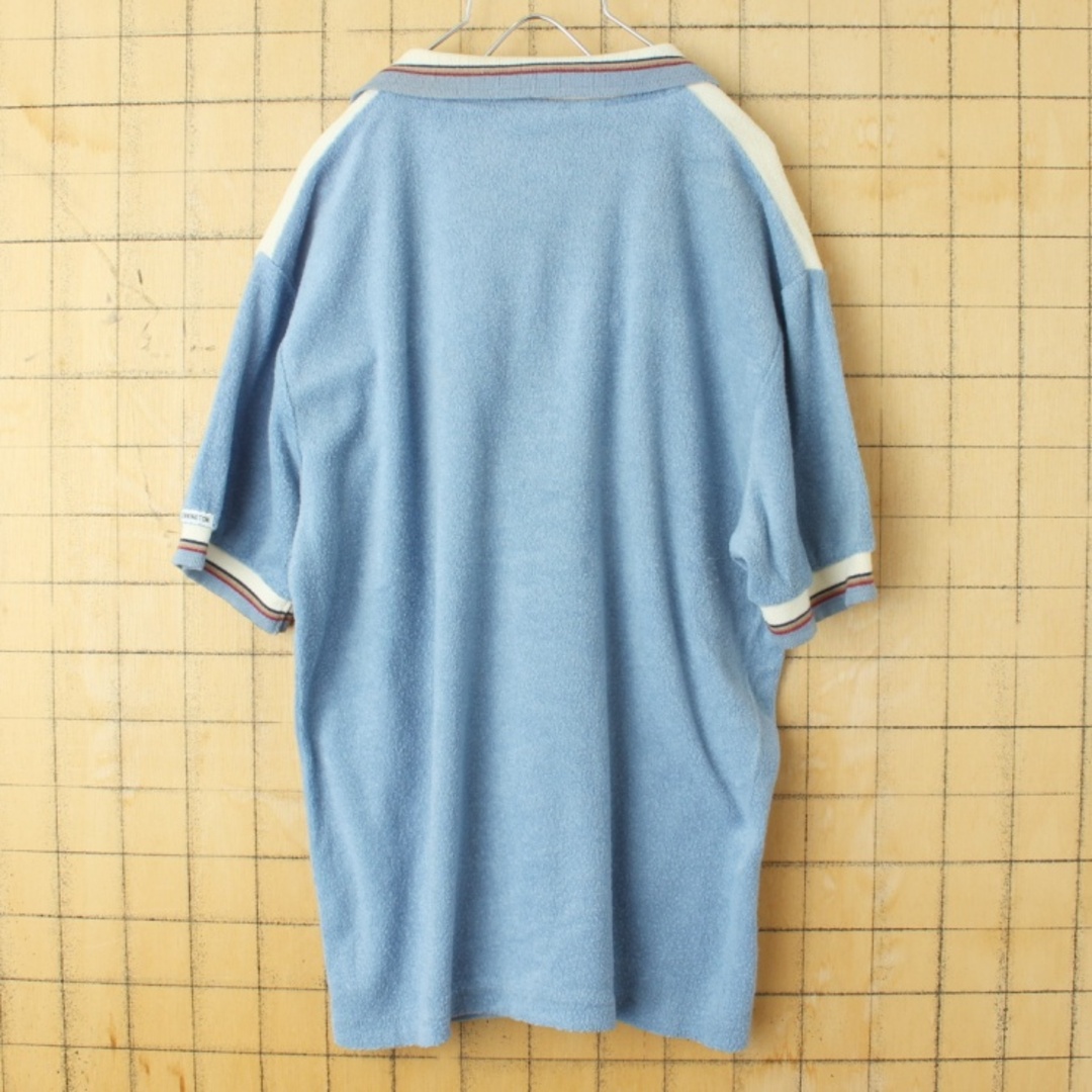 70s80s US KENNINGTONパイルポロシャツ ブルーLビーチss22 メンズのトップス(ポロシャツ)の商品写真