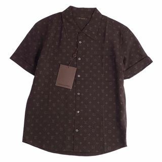 ルイヴィトン(LOUIS VUITTON)の未使用 ルイヴィトン LOUIS VUITTON シャツ ショートスリーブ モノグラム シルク100％ トップス メンズ フランス製 40 ブラウン(シャツ)