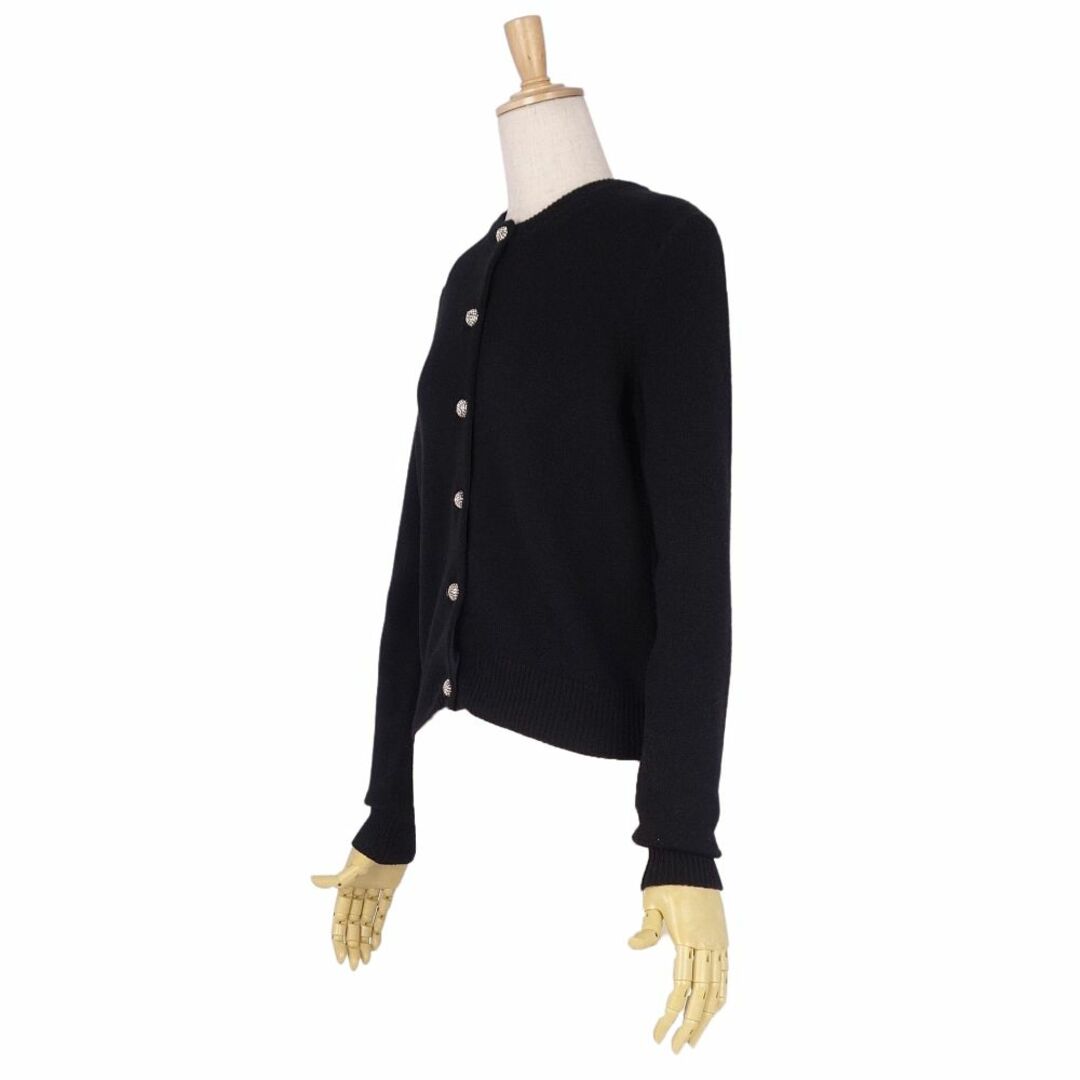 美品 セリーヌ CELINE カーディガン ニット カシミヤ100% ビジュー装飾 トップス レディース イタリア製 XS ブラック