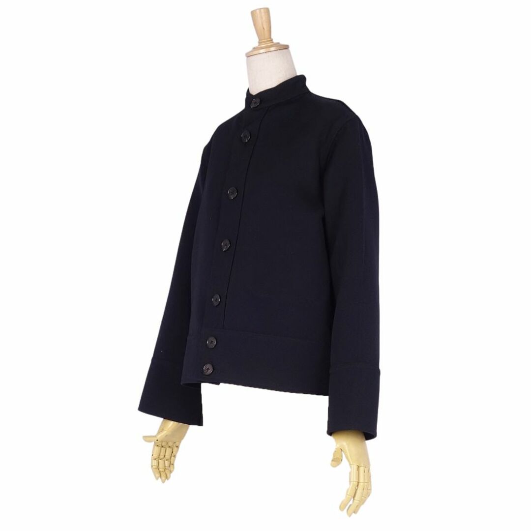 美品 ジルサンダー JIL SANDER ジャケット スタンドカラー ウール ギャバジン アウター レディース イタリア製 32(XS相当) ネイビー