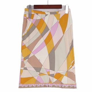 美品 エミリオプッチ EMILIO PUCCI スカート 総柄 シルク ジャージー ボトムス レディース イタリア製 42(L相当) ピンク