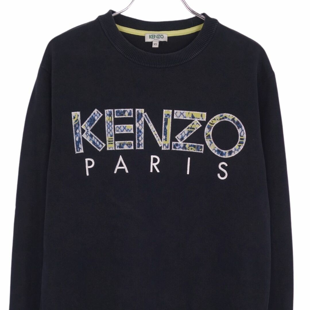 KENZO(ケンゾー)の美品 ケンゾー KENZO スウェット トレーナー ロングスリーブ ロゴ柄 コットン トップス メンズ XS ブラック メンズのトップス(スウェット)の商品写真