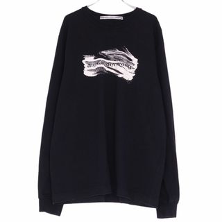 アレキサンダーワン(Alexander Wang)の美品 アレキサンダーワン Alexander Wang Tシャツ カットソー ロングスリーブ ロゴ柄 コットン トップス メンズ L ブラック(Tシャツ/カットソー(半袖/袖なし))