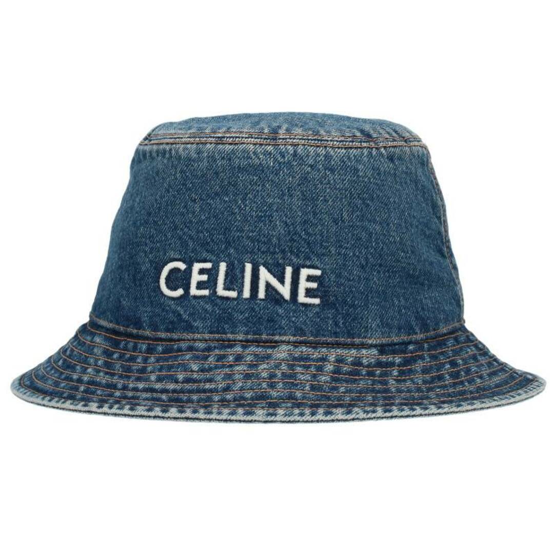 celine(セリーヌ)のセリーヌバイエディスリマン  22AW  2AUO8930F CELINE刺繍入りデニムバケットハット メンズ L ハンドメイドのファッション小物(帽子)の商品写真