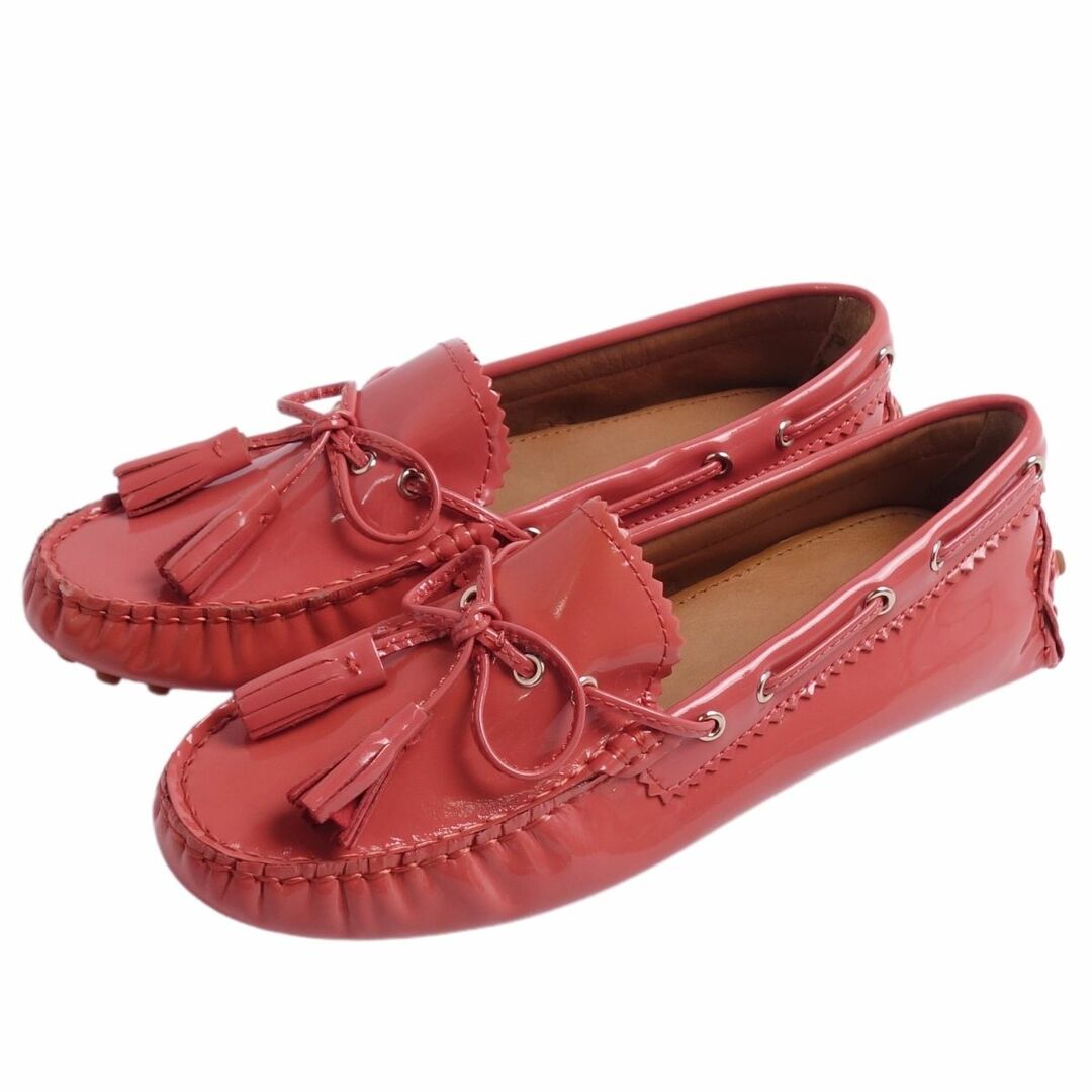 未使用 コーチ COACH ローファー モカシン ドライビングシューズ タッセル パテントレザー シューズ レディース US5.5B EU35.5(22.5cm相当) ピンク